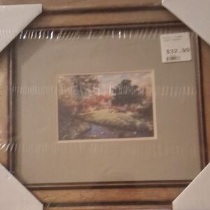 Scenic Landscape Art Painting with Brown Frame